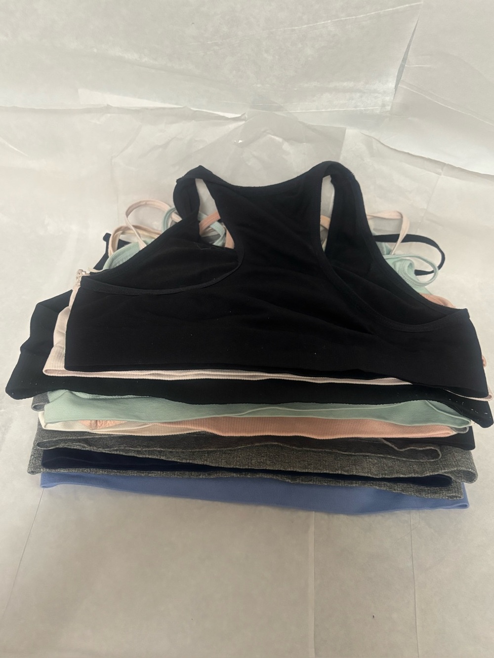 18 pack bundle set of lil girls Black Racerback Sports Bra Tops Xl